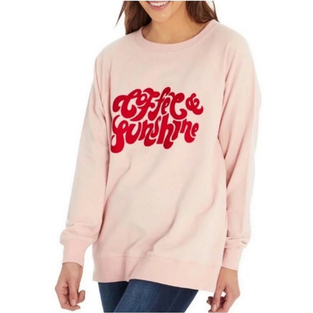 Wildfox Graphic Oversized Crewneck Sweatshirt Coffee & Sunshine women’s sz Large
